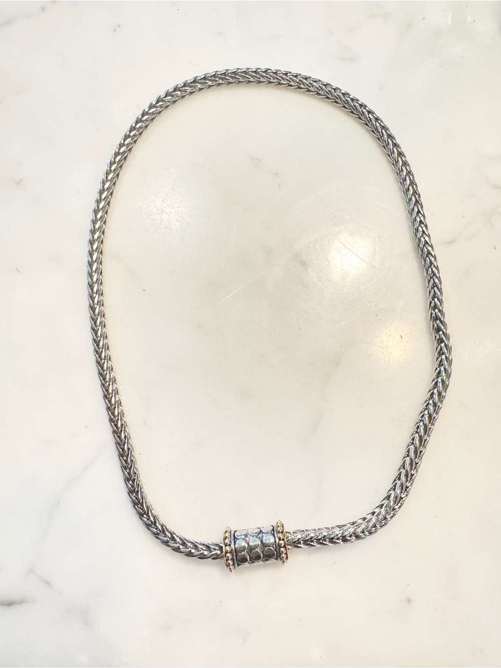 Silver Weave Two-Tone Rope Chain Necklace with Magnetic Clasp - Picture 3 of 11